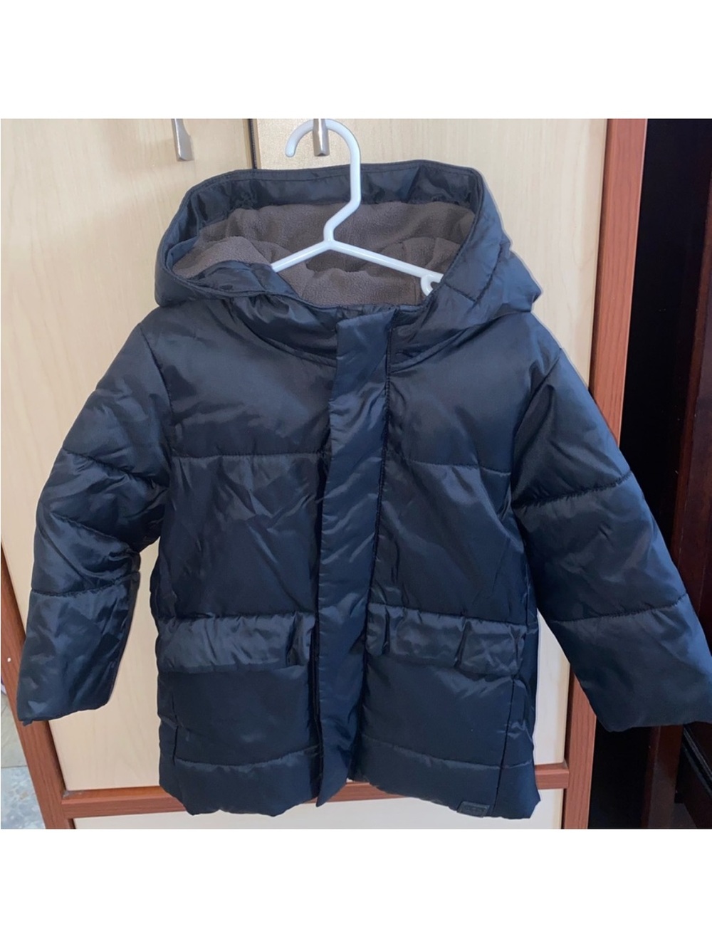 GAP Boys Puffer Jacket Size 3T Navy Hooded Fleece Lined Winter Coat